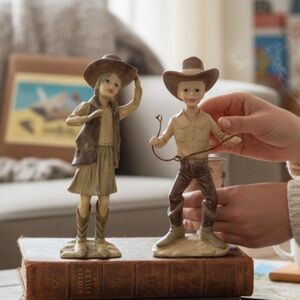 Wmg 2003 vintage collectible Cowboy and Cowgirl Figurines .